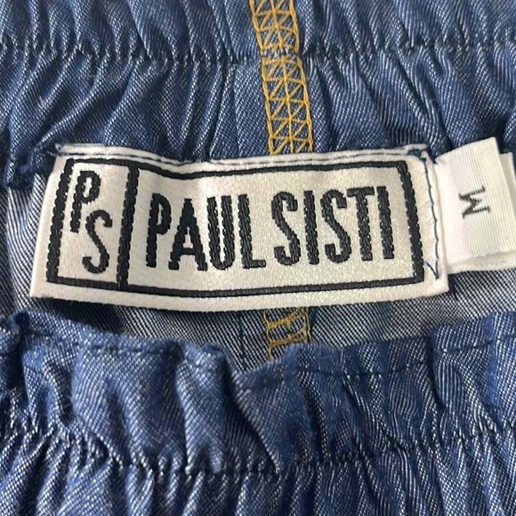 PAUL SISTI Women's Blue Chambray Wide Leg Cropped Pants Size M - Picture 4 of 4